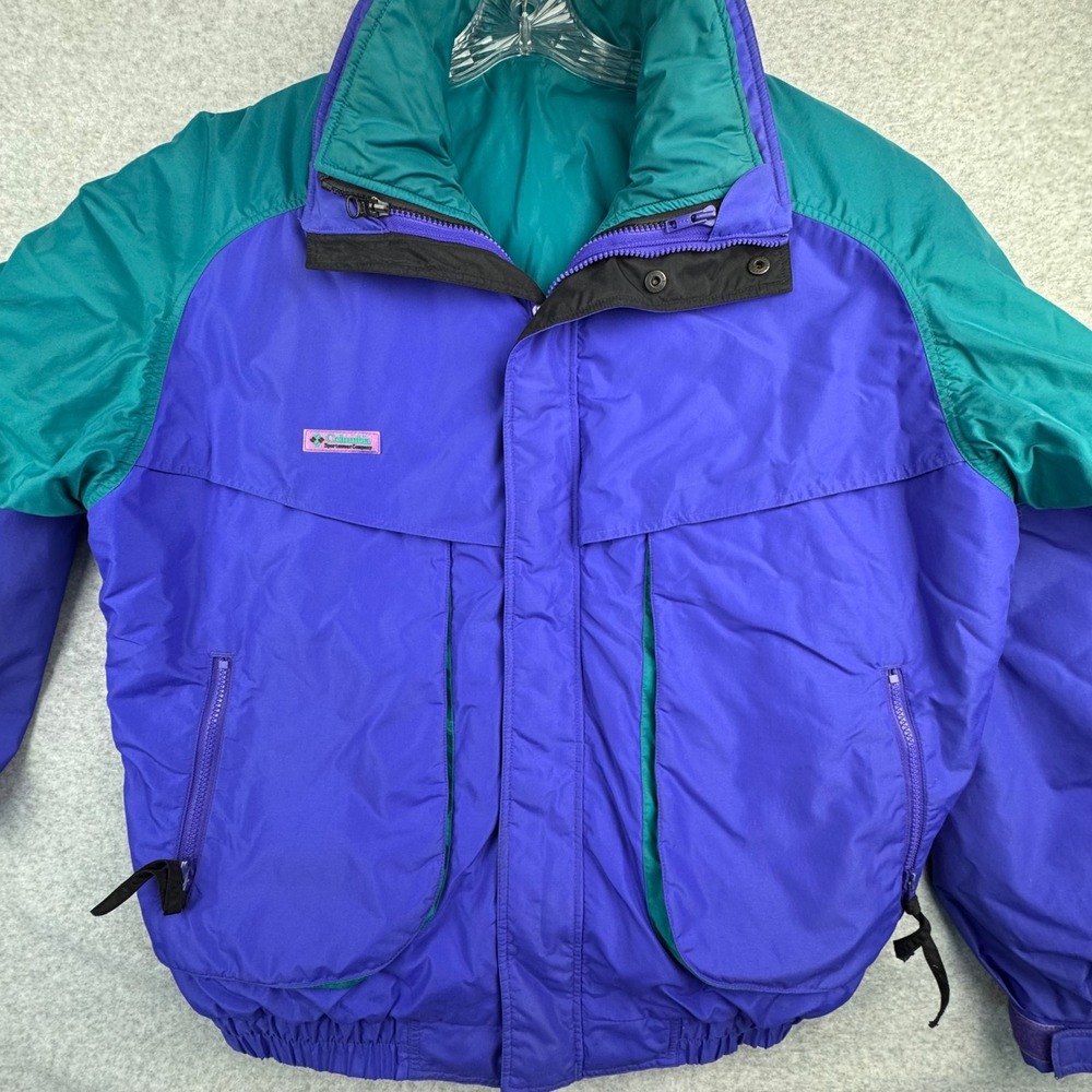 Vintage 90s Columbia Powder Keg 4-in-1 Ski Jacket Men's L Reversible Teal Purple